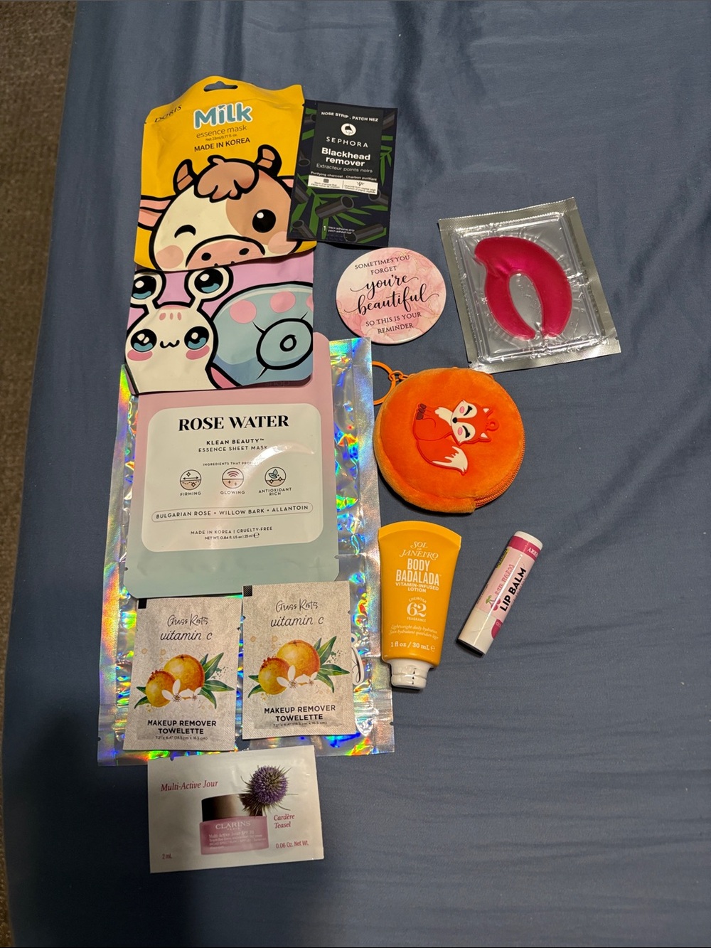 Assorted Skincare & Beauty Sample Lot with Rose Water and Lip Balm